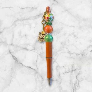 Colorful Beaded Pen with Owl Charm